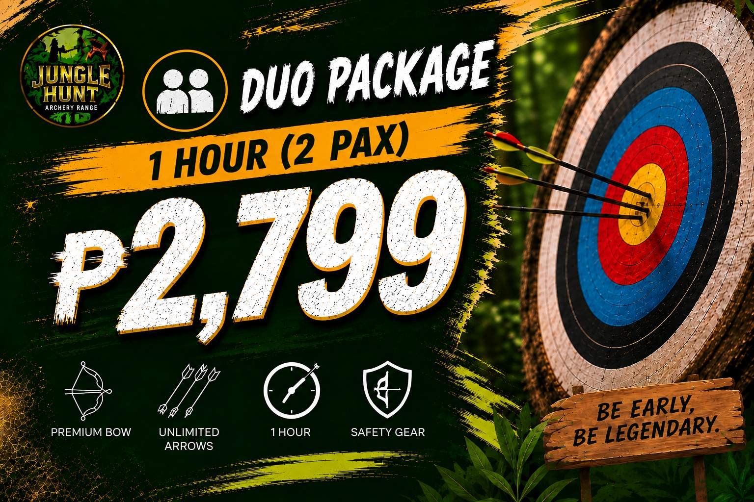 Duo 1-hour archery range session for two at Jungle Hunt Siargao