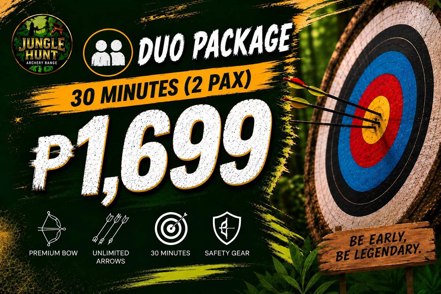 Duo 30-minute archery range session for two at Jungle Hunt Siargao