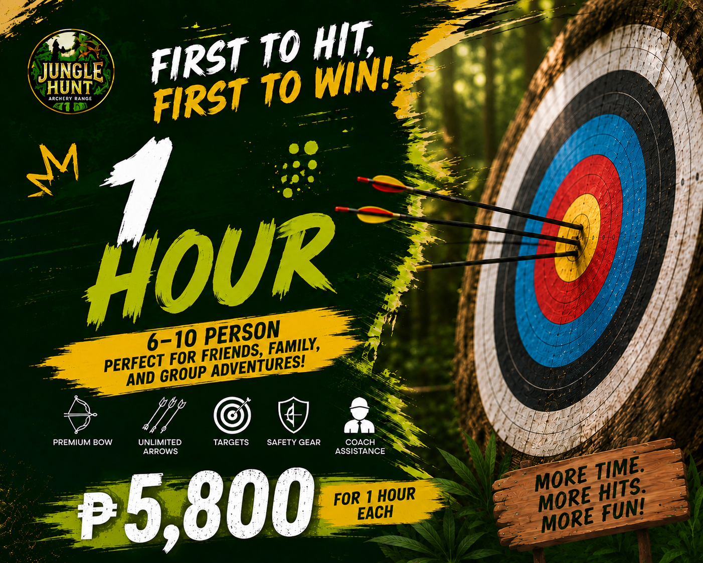 6 to 10 person group archery package at Jungle Hunt Siargao